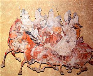 北齐《鞍马骑游图》壁画