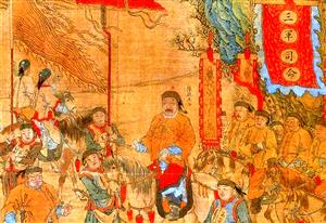 反映清初清军南下攻取南京的《多铎得胜图轴》（局部）