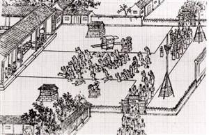 1911年，保路同志会在四川总督衙门前请愿的情景（画作）