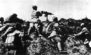 百团大战期间，山西阳泉狮垴山战斗中的八路军机枪阵地