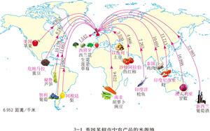 图3-1 英国某超市农产品的来源地示意