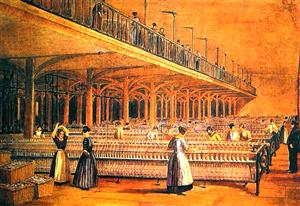 18世纪工业革命时期的英国纺纱厂